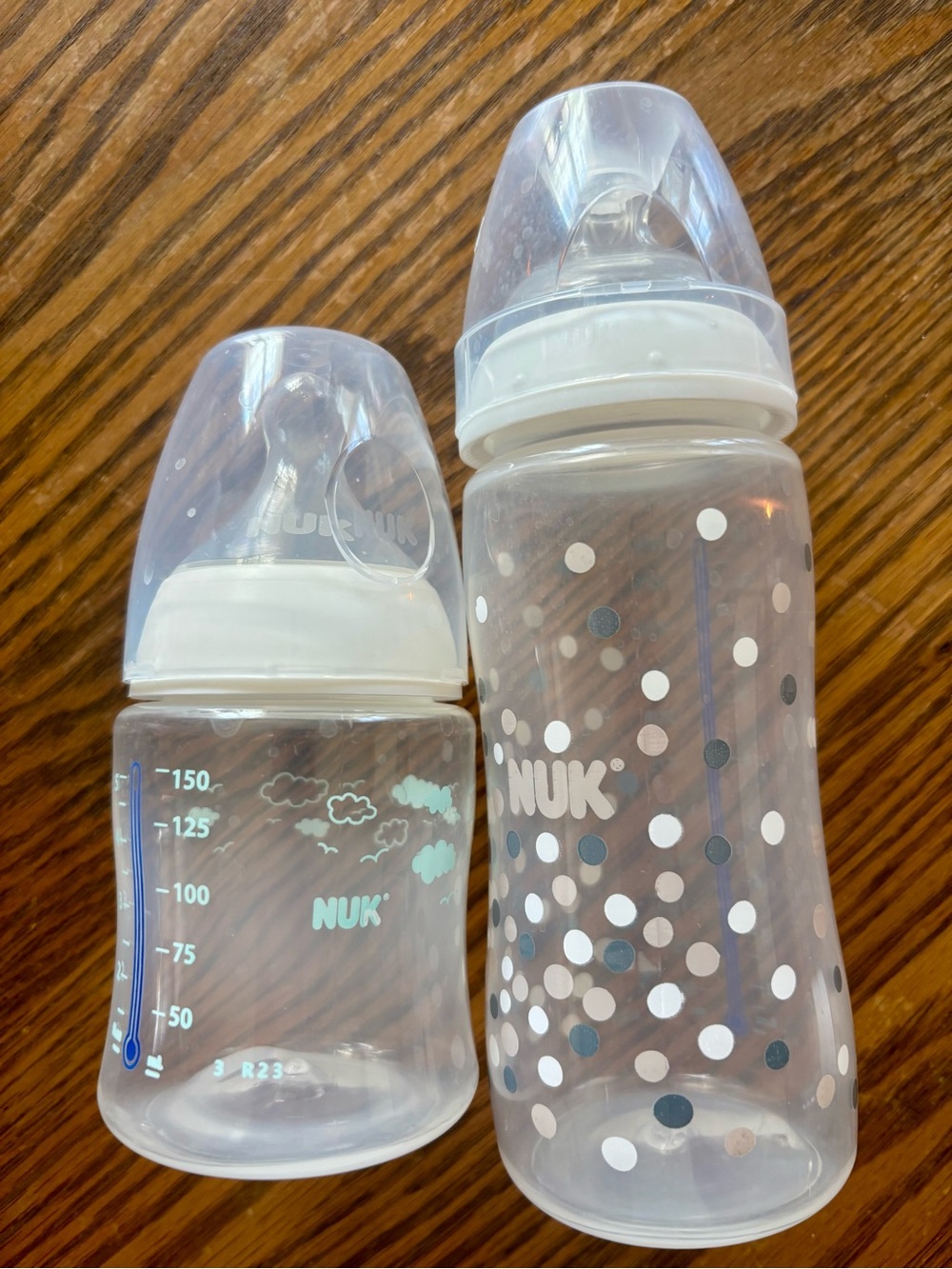 Clear White Polka Dot Baby Bottle - White